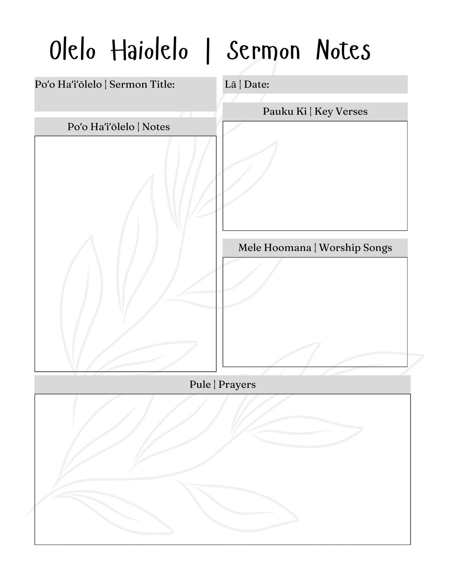 Hawaiian Version Prayer Journal | Digital Copy | pdf version | Canva Template