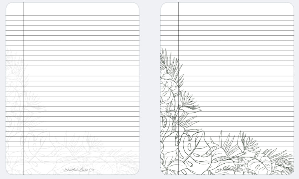 Tropical Leaves| Printable pdf | College Ruled | Print Yourself re