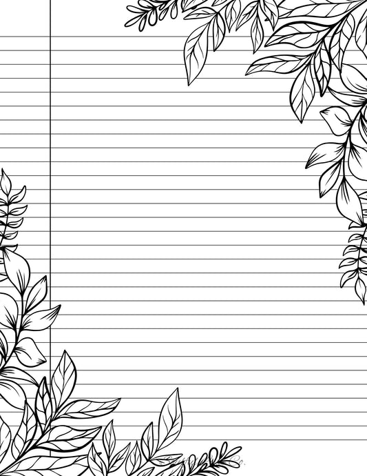 Tropical Leaves| Printable pdf | College Ruled | Print Yourself re