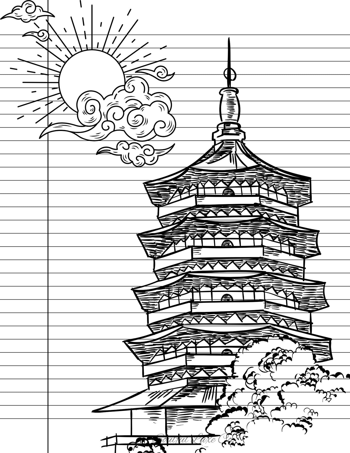 Pagoda | Printable pdf | College Ruled | Print Yourself