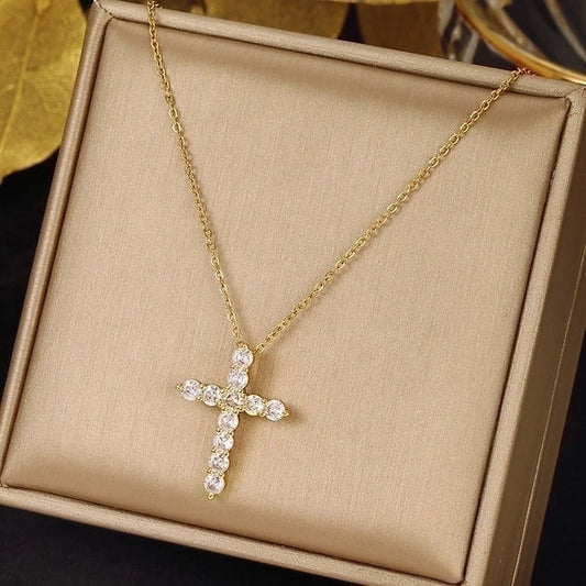 Grace Cross Necklace | Stainless Steel, 18k GP